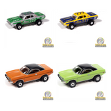 Bryan’s Pick Thunderjet 1970 Barracuda HO Slot Car 4-Car Bundle — Auto World bundle collage