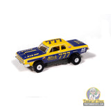 Yellow and purple 1964 Dodge 330 Pro Stock slot car for Auto World SC423