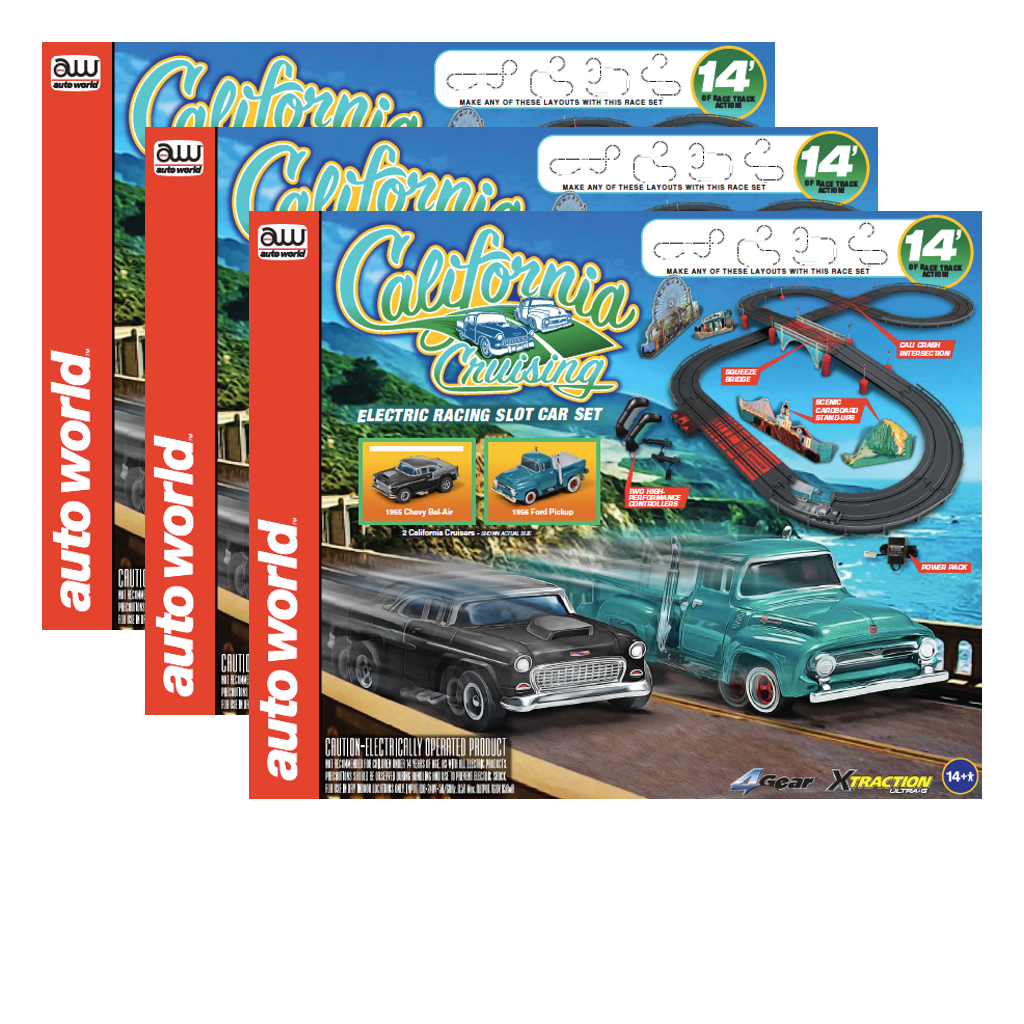 Auto World 14' California Cruising "the Pacific Coast Highway" HO 3-Set Bundle bundle collage