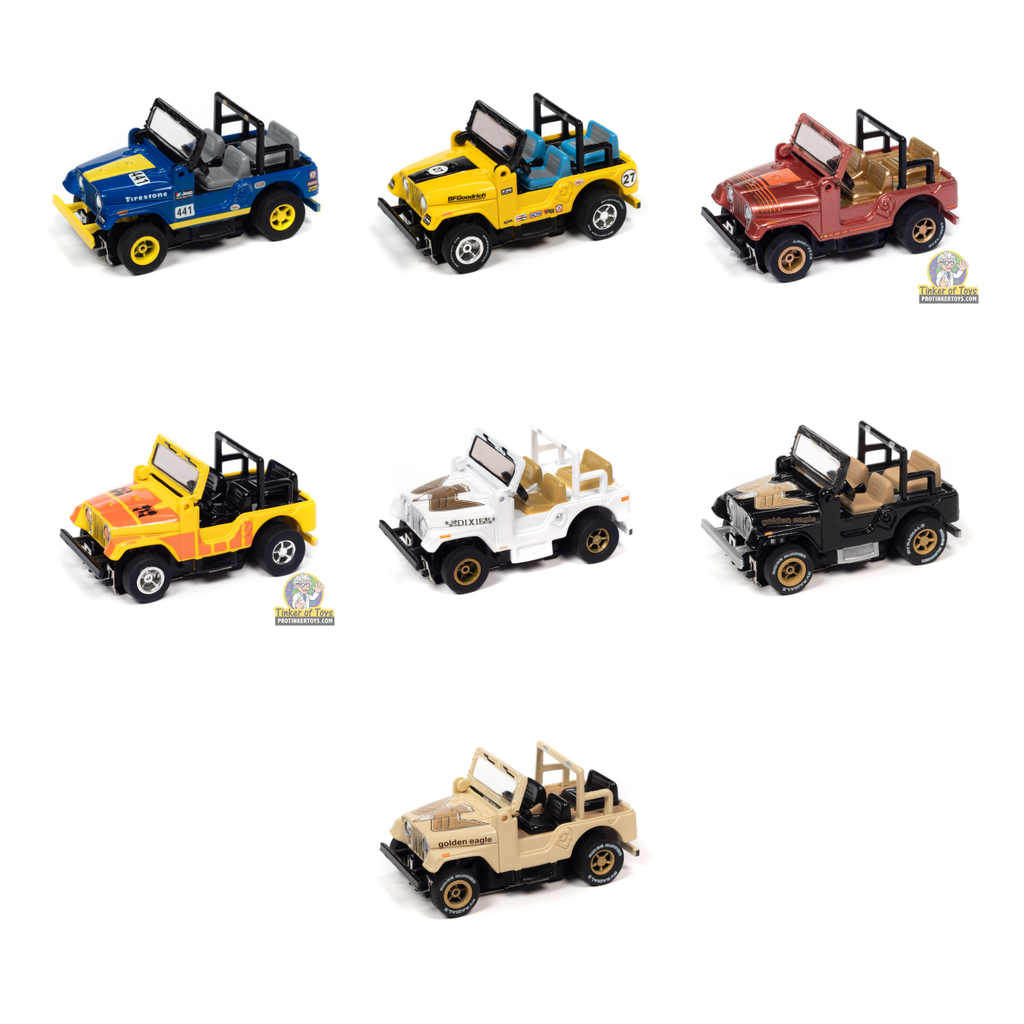 The 1979 Jeep CJ 7 super pack of 7 cars dedicated to Mr. Hixon bundle collage