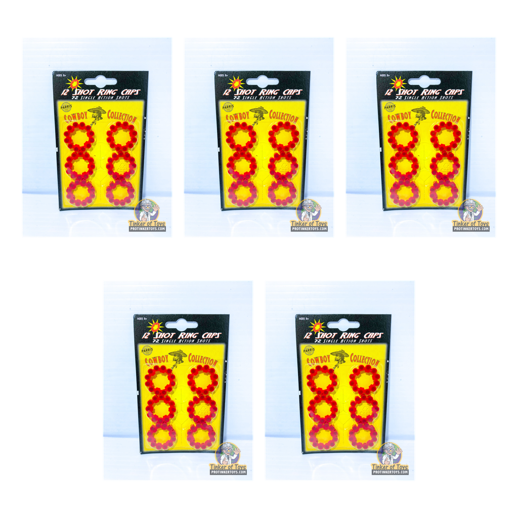 12 Shot Ring Caps 5-Pack — 360 Shots | 914 | Parris Toys bundle collage