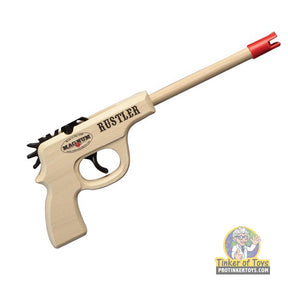 Wooden toy pistol with red ammo, ready for play for Magnum Rubber Band Guns GL2RSTLR