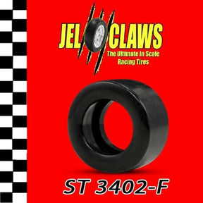 Black scale slot car tire, ST 3402-F, for 1/24 scale racing chassis for Jel Claw