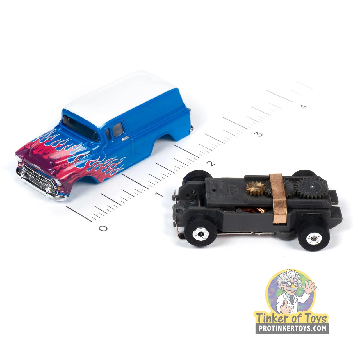 1957 Chevrolet Suburban (Flames) 2 | SC353 | Auto World — chassis and scale view