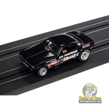 4Gear 1973 Plymouth Cuda Funny Car Don “The Snake” Prudhomme (Black) 1 | SC376 | Auto World — on-track view