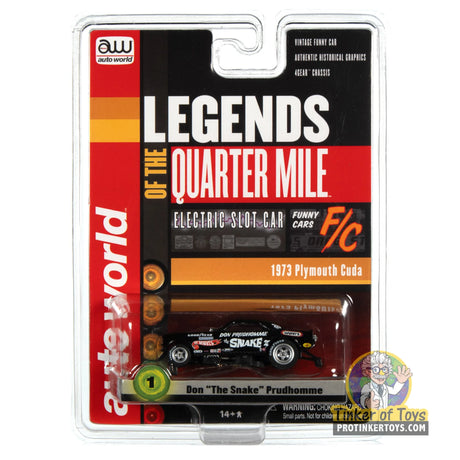 4Gear 1973 Plymouth Cuda Funny Car Don “The Snake” Prudhomme (Black) 1 | SC376 | Auto World — package view