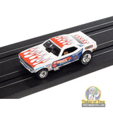 4Gear 1972 Plymouth Cuda Funny Car Don “The Snake” Prudhomme/Snake II (White with Flames) 3 | SC376 | Auto World — on-track view
