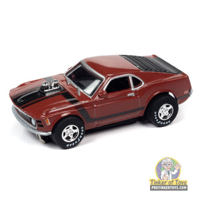Red 1970 Ford Boss Mustang slot car toy car for Auto World SC383
