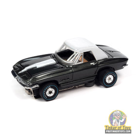 Black 1967 Chevrolet Corvette toy car with white roof for Auto World SC390