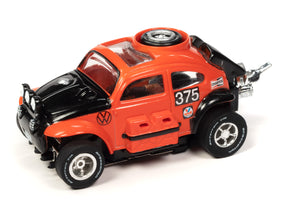 Black and orange VW Beetle toy car with racing number 375 for Auto World SC403