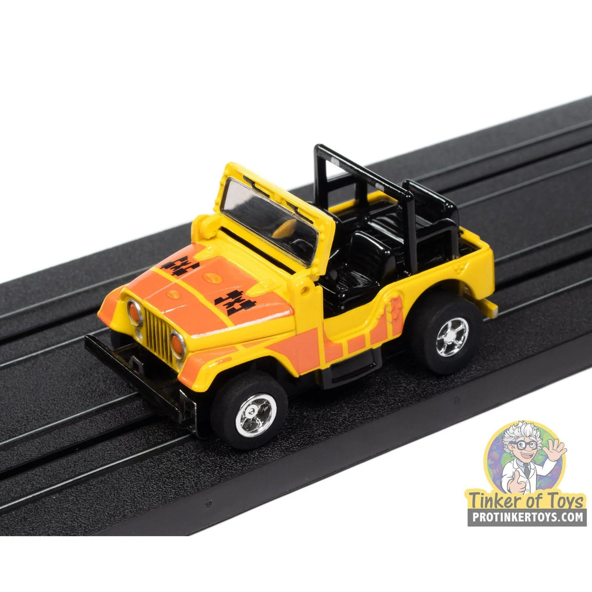 Xtraction 1979 Jeep CJ-7 (Yellow with Orange 4x4 Graphics) 2A | SC407 | Auto World — on-track view