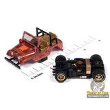 Xtraction 1979 Jeep CJ-7 (Russet Red Poly with Orange Renegade Graphics) 2B | SC407 | Auto World — chassis and scale view