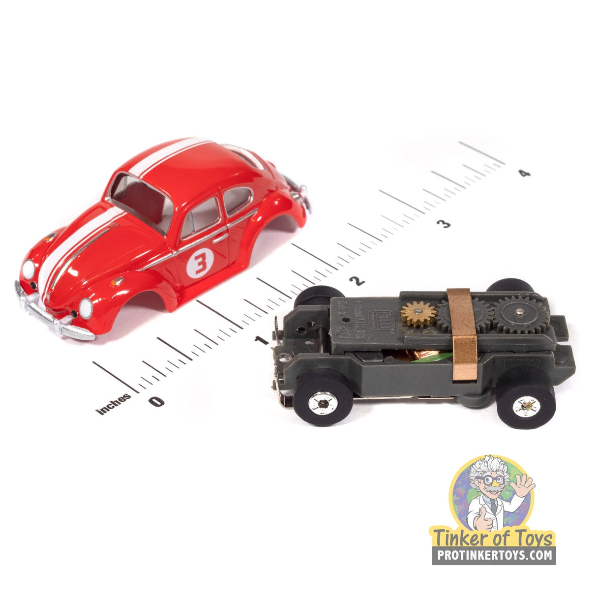 1966 Volkswagen Beetle Red 1A | SC431 | Auto World - chassis and scale