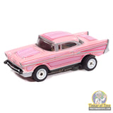 Auto World SC434 3B Thunderjet 1957 Chevrolet Bel Air Lowrider in pink, loose HO slot car