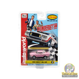 Auto World SC434 3B Thunderjet 1957 Chevrolet Bel Air Lowrider in pink, HO slot car in original retail packaging