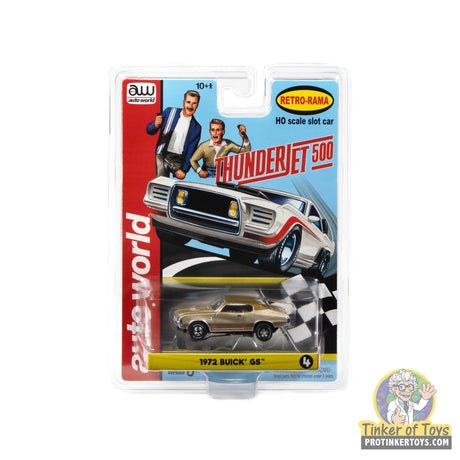 Auto World SC434 4B Thunderjet 1972 Buick GS in tan metallic, HO slot car in original retail packaging
