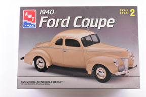 1940 Ford Coupe model kit box art showing a side view of the car for AMT 8056