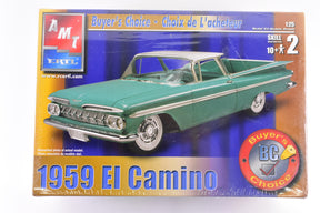 1959 El Camino model kit box art showing the green car for AMT 31557
