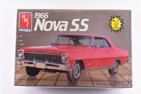 Red 1966 Nova SS model kit box art showing the car for AMT 6749