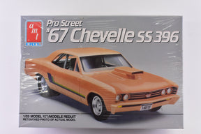 Orange 1/25 scale model kit box art featuring a 1967 Chevelle SS 396 for AMT 6986