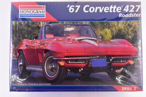 Red 1/25 scale model of a 1967 Corvette 427 Roadster for Monogram 2968