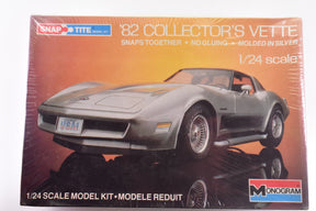 Silver 1982 Corvette model kit box art for Monogram 1414