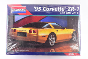 Yellow 1995 Corvette ZR-1 model car box art for Monogram 2455