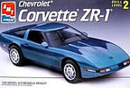 Blue 1/25 scale model kit of a classic Chevrolet Corvette ZR-1 sports car for AMT 8609
