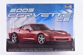 Red 2005 Corvette C6 model kit box art for Revell