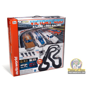 Slot car race set with cars, track, and controllers for racing fun for Auto World SRS345