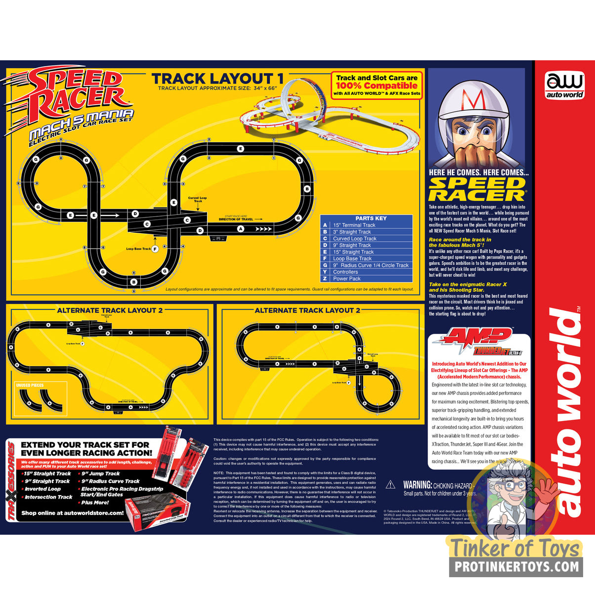 19' Speed Racer Mach 5 Mania AMP Slot Race Set | SRS361 | Auto