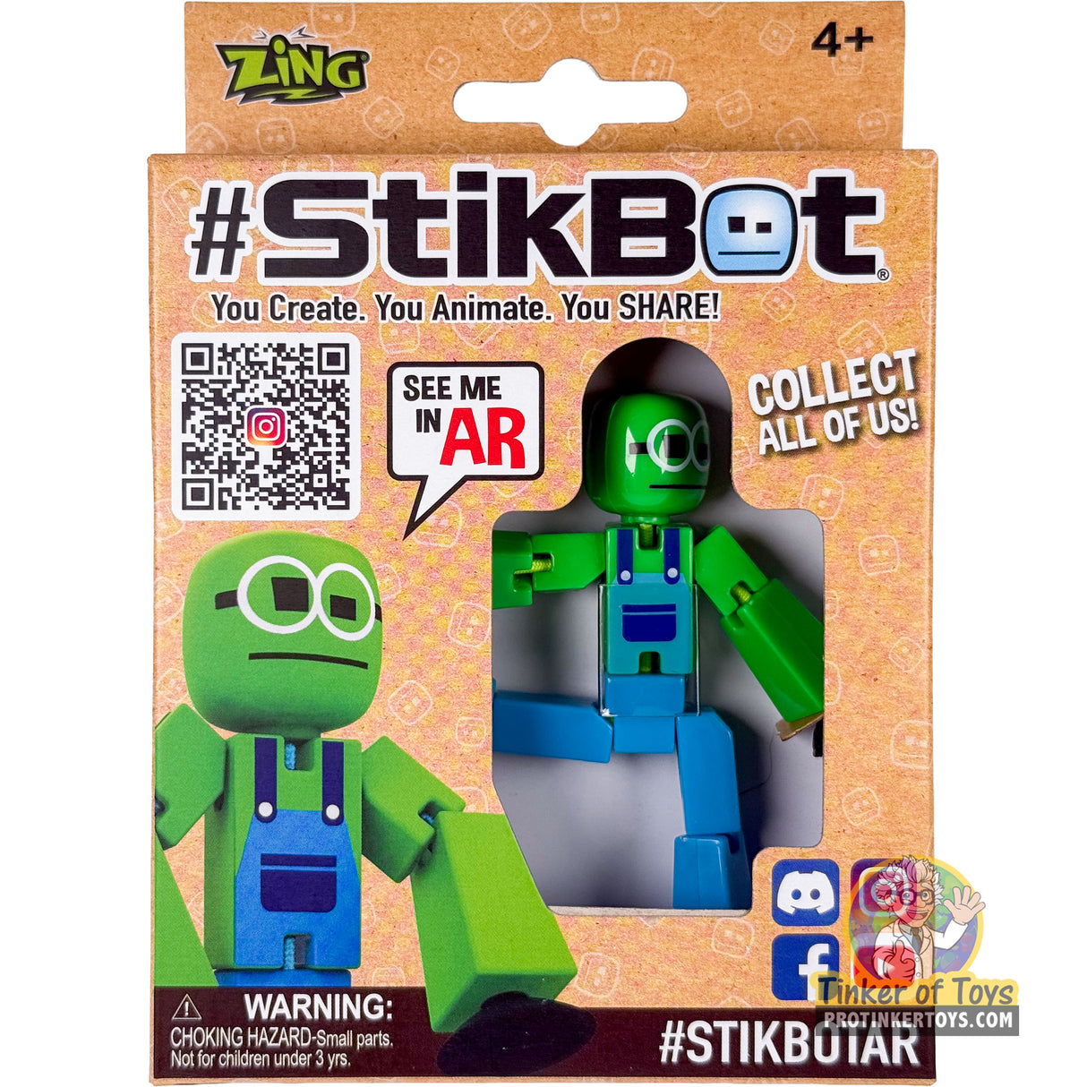Stik Bot Singles Green Nerd | TST616 | StikBot