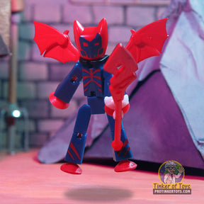 Red and blue action figure, Dominus from Stikbot Legendz, with outstretched wings for SB260DO