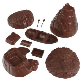 Assorted brown terrain pieces for miniature diorama building for Tim Mee Toys 07700