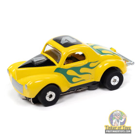 Yellow and green Thunderjet 1941 Willys Coupe Gasser toy car for Auto World SC408