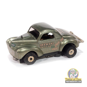 Green slot car of a 1941 Willys Coupe race car for Auto World SC416