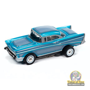 Aqua 1957 Chevrolet Bel Air lowrider toy car for Auto World SC411
