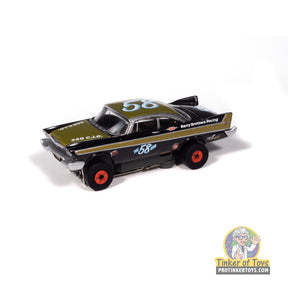 Black and gold 1958 Plymouth Fury slot car toy car for Auto World SC423
