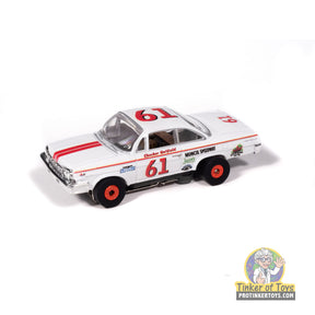 White and red 1962 Chevrolet Bel Air toy car with number 61 for Auto World SC423