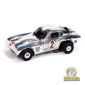 Silver 1964 Corvette Grand Sport toy car with racing number 2 for Auto World SC415