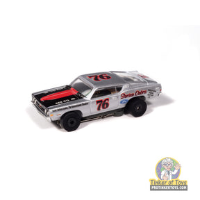 Silver, black, and red 1968 Ford Torino slot car toy car for Auto World SC423