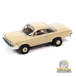 Tan 1962 Chevrolet Bel Air coupe toy car for Auto World SC390