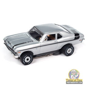 Silver 1970 Chevrolet Nova toy car, detailed collectible model for Auto World SC394