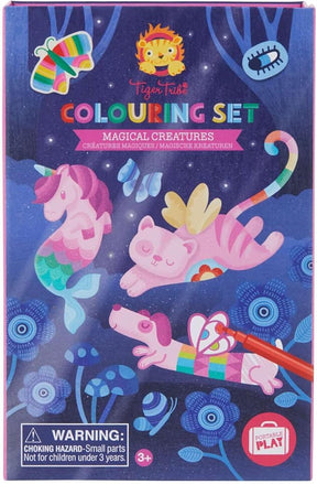 Colorful coloring set featuring magical creatures like unicorns and dragons for Schylling 21120