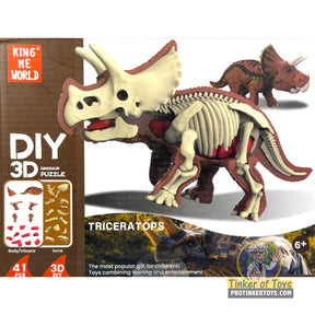 Triceratops 3D puzzle kit showing skeleton and bones for kids for King Me World IMX17255