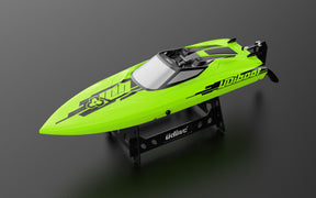 Bright green remote-controlled racing boat on a stand for IMEX-RC (Copy) UDI14045