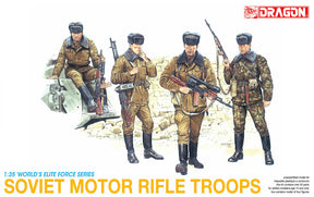 Four Soviet motor rifle soldiers posed with weapons, ready for action for Dragon 3008