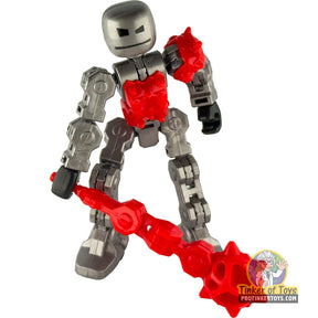 Robot villain figure with red accents and weapon accessory for KlikBot TST1600