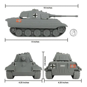 Scale model of a German King Tiger tank from WWII for BMC Toys 49999, front view