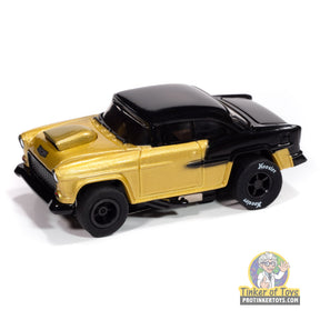 Gold and black 1955 Chevrolet Bel Air toy car for Auto World SC417